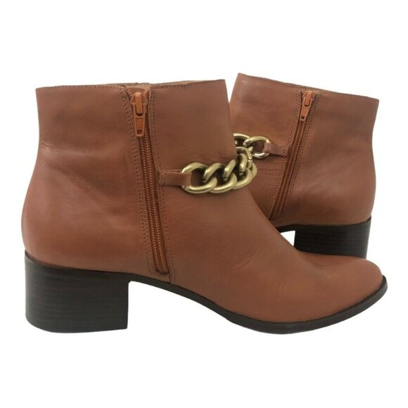 Corso Como Brown Leather Chain Ankle Boots - Picture 4 of 7